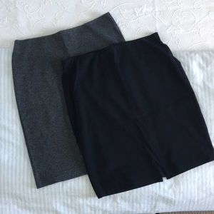 Lot of 2 Old Navy size small black & grey pencil skirts